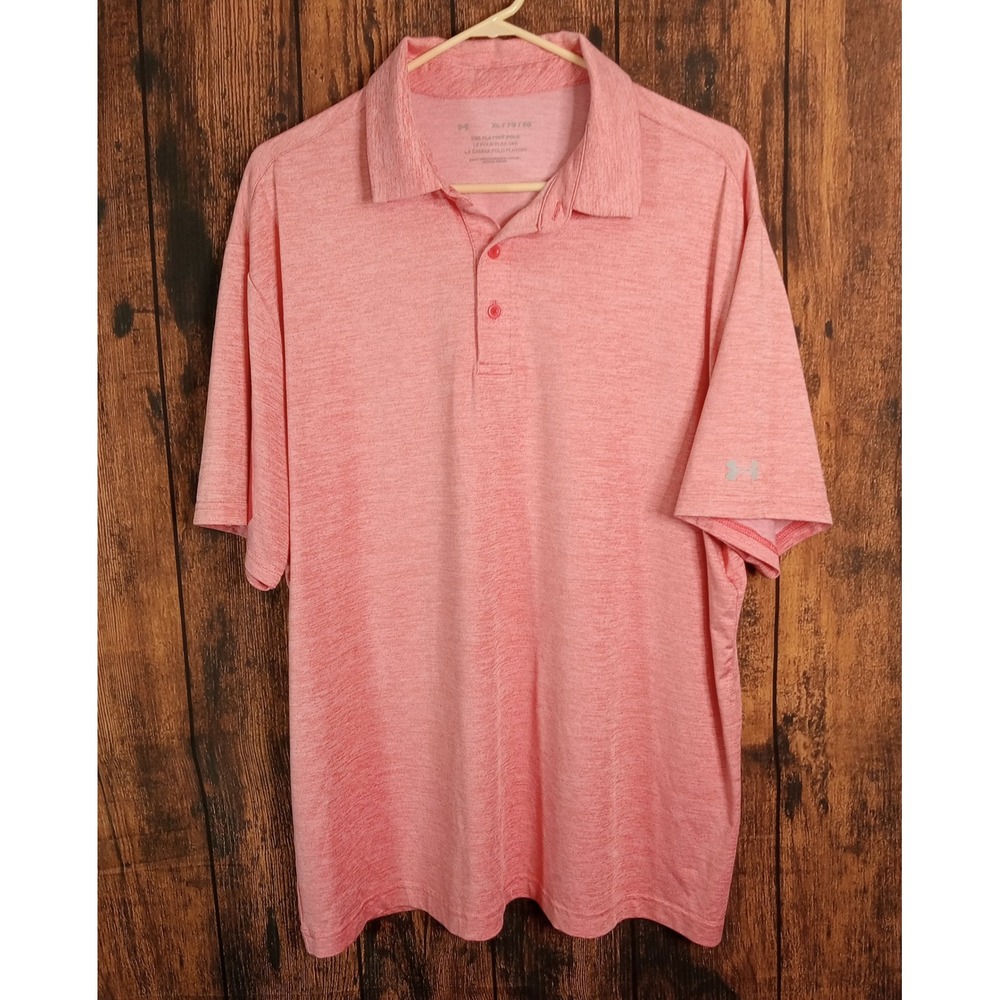 Under Armour Mens The Playoff Polo Shirt XL Coral Pink Heather Short Sleeve Golf
